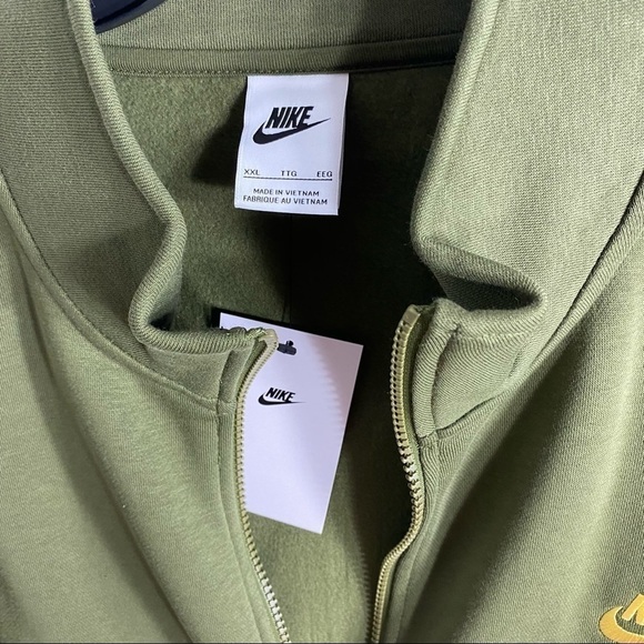 Nike Sportswear Club Brushed Back Green Full Zip Sweatshirt NWT XXL Men’s - Picture 5 of 9